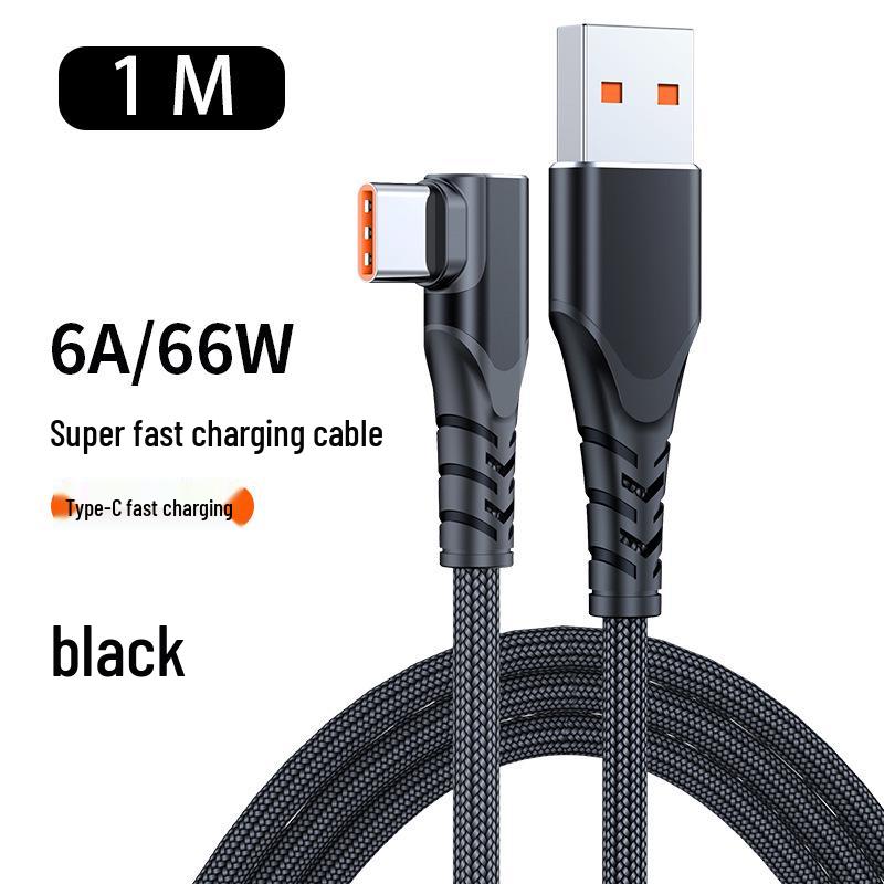L-Shaped 100W 6A Fast Charging Cable for Huawei & Xiaomi - Ideal for Gaming