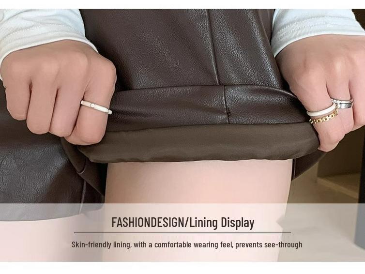 Women's High-Waist Leather Shorts - Slimming A-Line, Wide-Leg, Korean Style for Autumn/Winter 2023