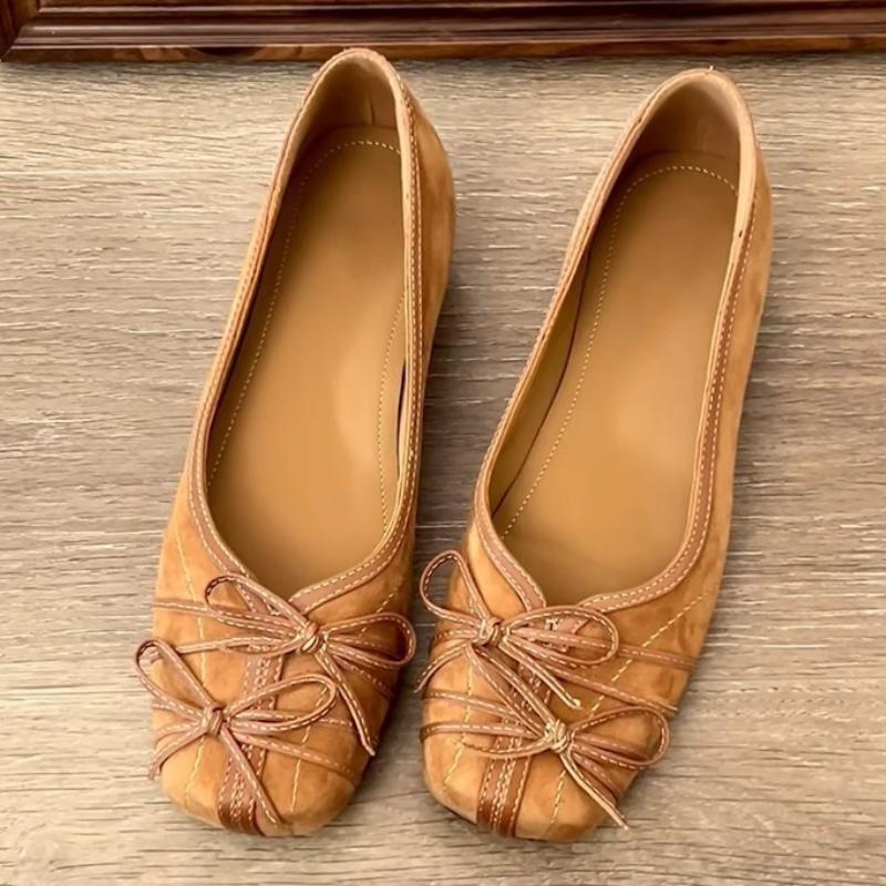 Fashion Novelty Bowknot Design Low Heel Pumps Women Comfortable Square Toe Lightweight Designer Shoes for Ladies Fashion Brand Loafers