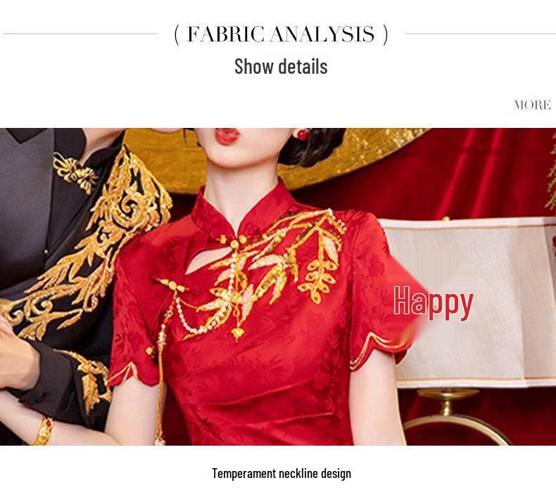 Neues chinesisches Stil Schlankmachendes Retro Rotes Cheongsam Kleid für Damen - Sommer Edition