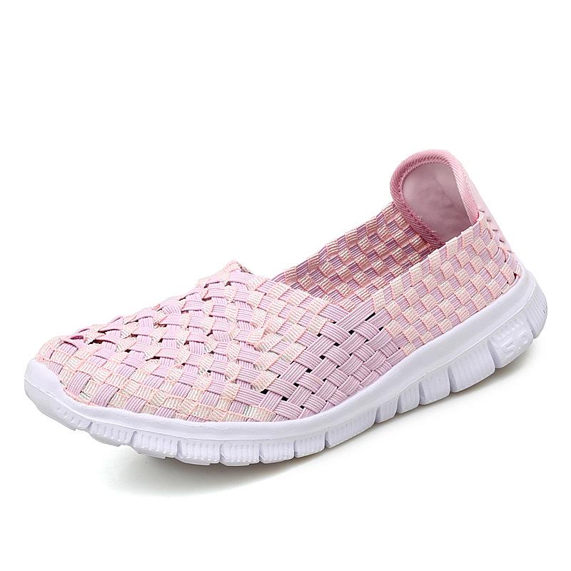 Damen Sneakers Sommer Atmungsaktiv Leichte Slipper Damen Flache Schuhe Damen Loafer Manuell Gewebte Flache Damen Freizeitschuhe
