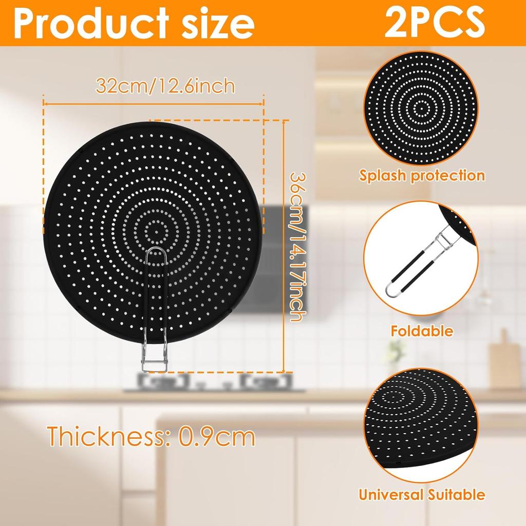 2Pcs Mesh Splatter Screen Silicone Frying Pan Screen Effective Pan Splatter Guard Easy To Clean Oil Splatter Screen Safe Reliable Splatter Screen