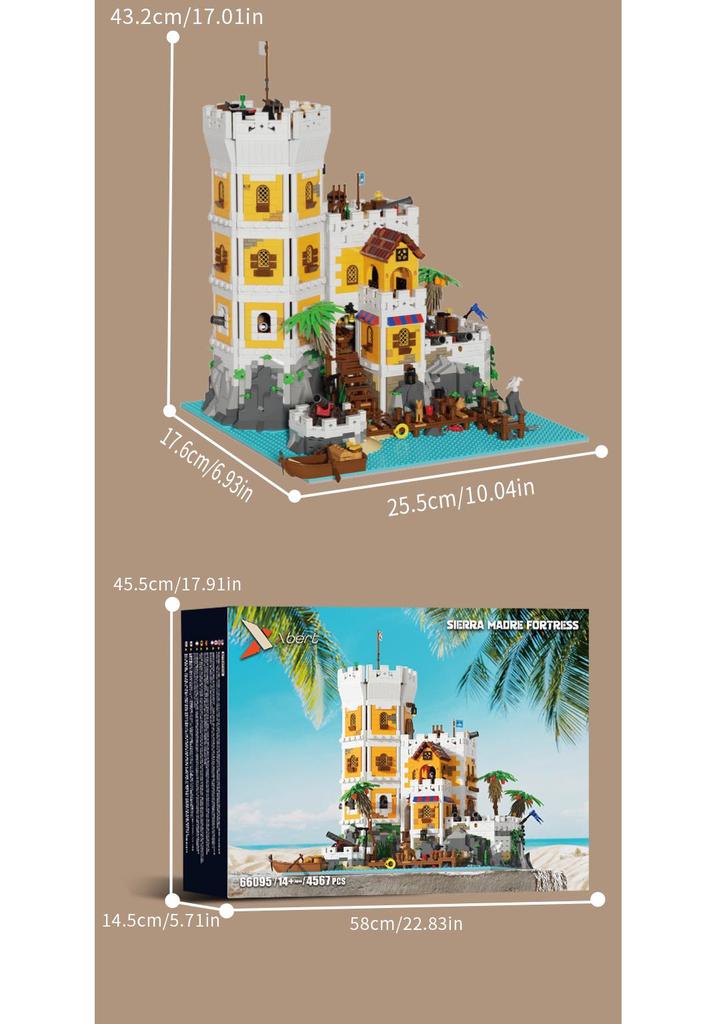 Brick Joy 66095 Sea Fortress Model - Large Building Blocks DIY Educational Toy for Desktop Display