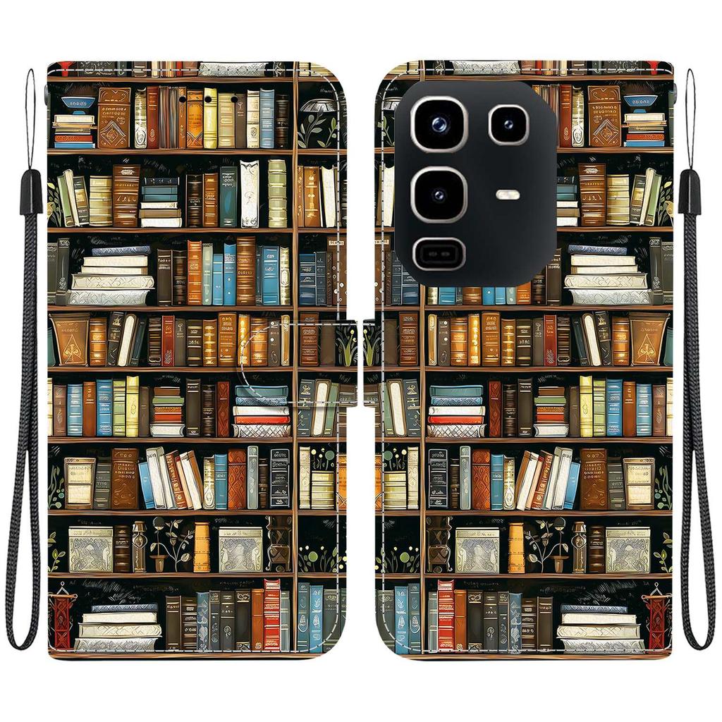 Handmade PU Leather Flip Case for Infinix Note 50 4G/Note 50 Pro 4G (X6858/X6855) Anti-Slip Shockproof Cover with Wrist Strap & Heart/Rose Cat Designs