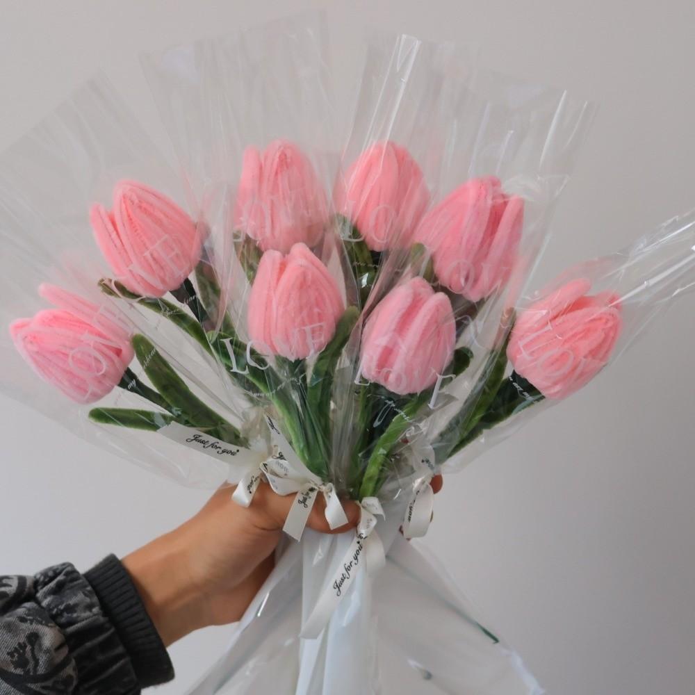 5pcs Handmade Artificial Tulip Bouquets Home Decor Artificial Flowers  Valentine's Day Gift