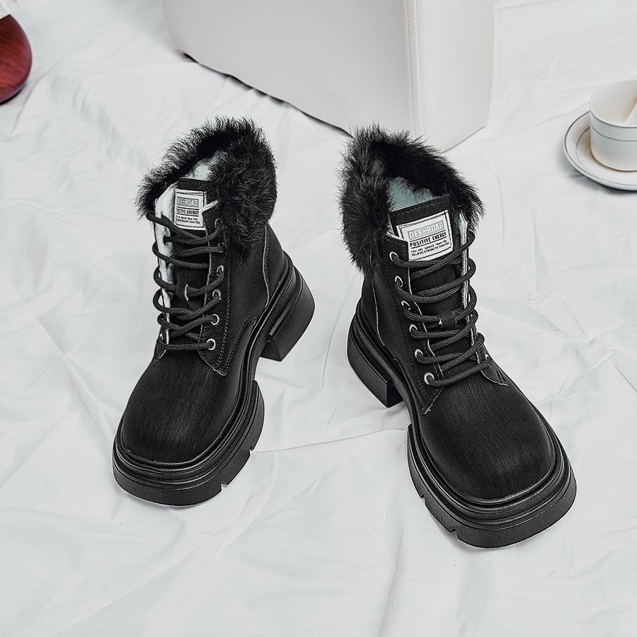 

Женские ботинки в винтажном стиле, новое поступление, осенние, утягивающие, с флисовой подкладкой, теплые, короткие, на шнуровке 40