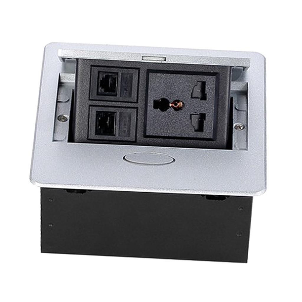 Table Connection Box Conference Room Countertop Desktop Socket Electrical Outlet Strip With 2 Networ