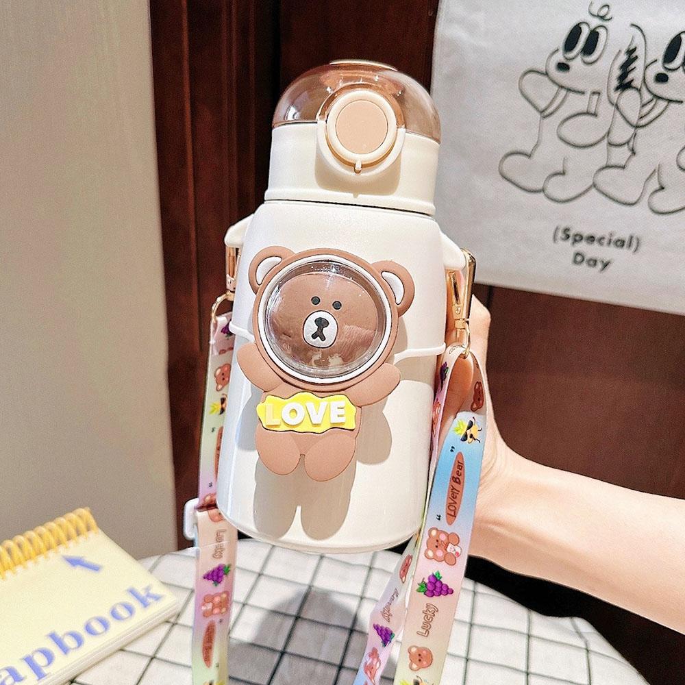 

Термальная бутылка для воды, детская прыгающая крышка с рисунком, прямая термобутылка для напитков, вакуумный термос из нержавеющей стали 316 500ml кофейный