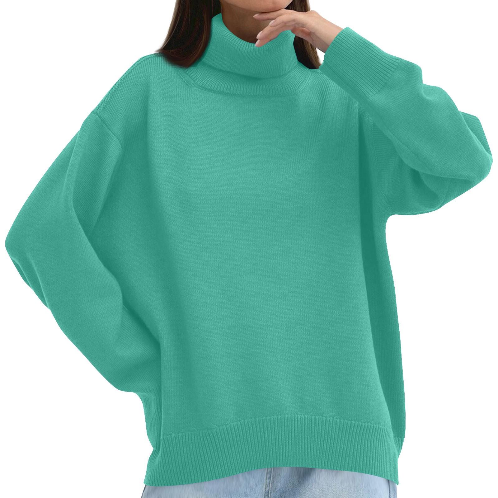 

Женский модный свитер с высоким воротом и длинным рукавом, повседневный свитер M