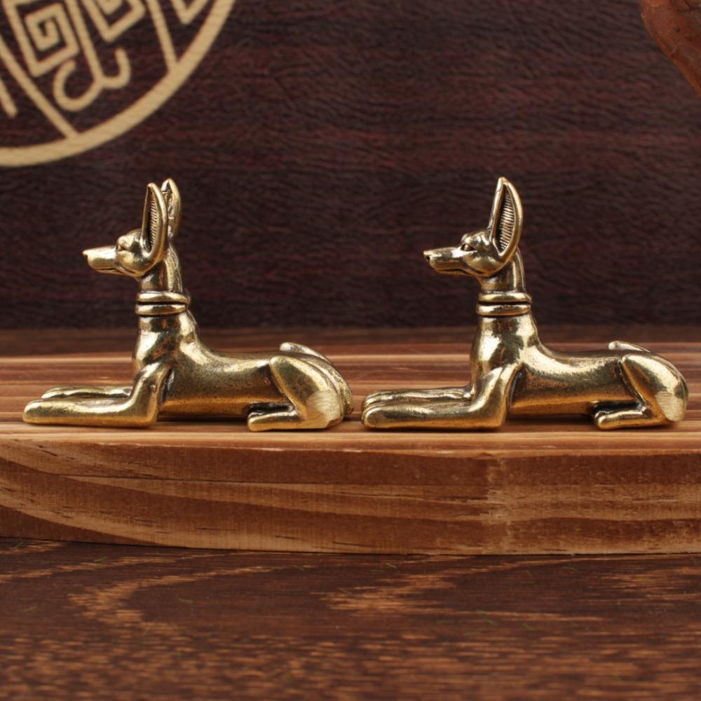 Retro Brass Dog Statue Wealth Zodiac Animal Tea Pet Cultural Decor Craft Table Ornament Decorative Figurines Home Accessories