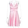 Elegant Bodycon Sexy Women's Dress for Women 2022 Summer Sleeveless Satin A-line Party Club Mini Pleated Dresses Woman Robe