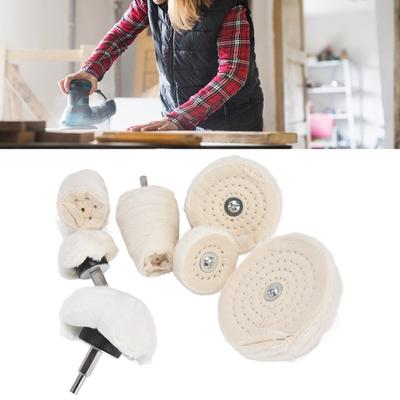 D2 7Pcs Polishing Wheel Kit Cotton Flannel Buffing Drill with 1/4in Shank for Metal Glass Grinding Polishing Cloth Wheel Set