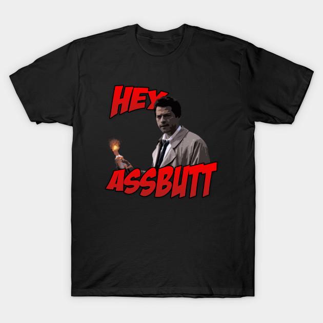 

Men Black Print T-shirt Hey Assbutt No-Cut Transfer Paper Print Cotton Tshirt 3XL чорний