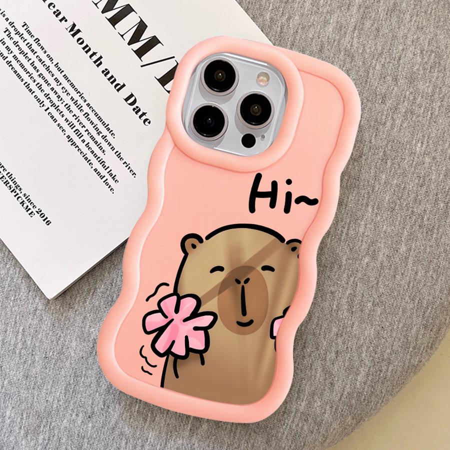 Soft Phone Cover Case for iPhone 14 15 Plus 16 Pro Max 17 Air 12 XR 8 13 11 Cartoon Capybara