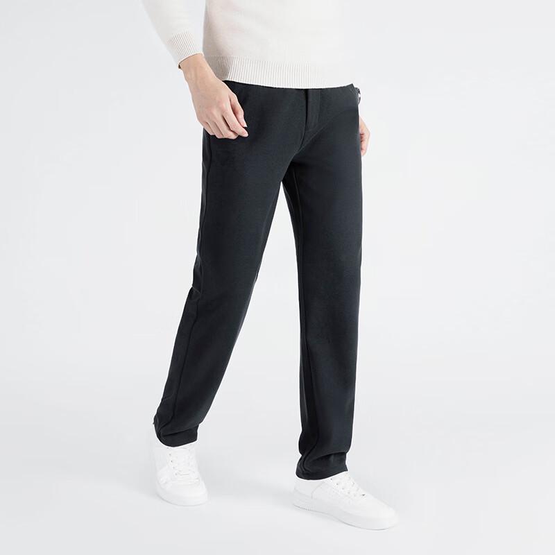 Men's Brushed Wool Blend Straight-Leg Thermal Casual Pants
