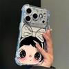 Shockproof 4-Corner Protective Case for iPhone 16 Pro, Cute Cartoon Bowknot Girl Design, Apple 17 Case, Soft Silicone Full Coverage