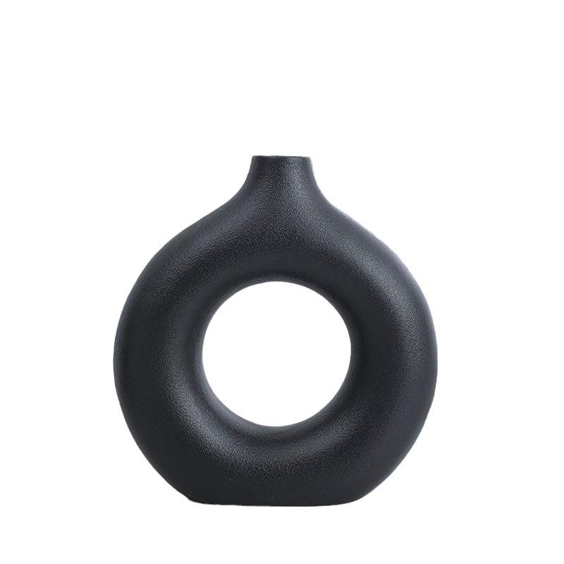 Nordic Ceramic Circle Vase - Creative Home Decor for Living Room
