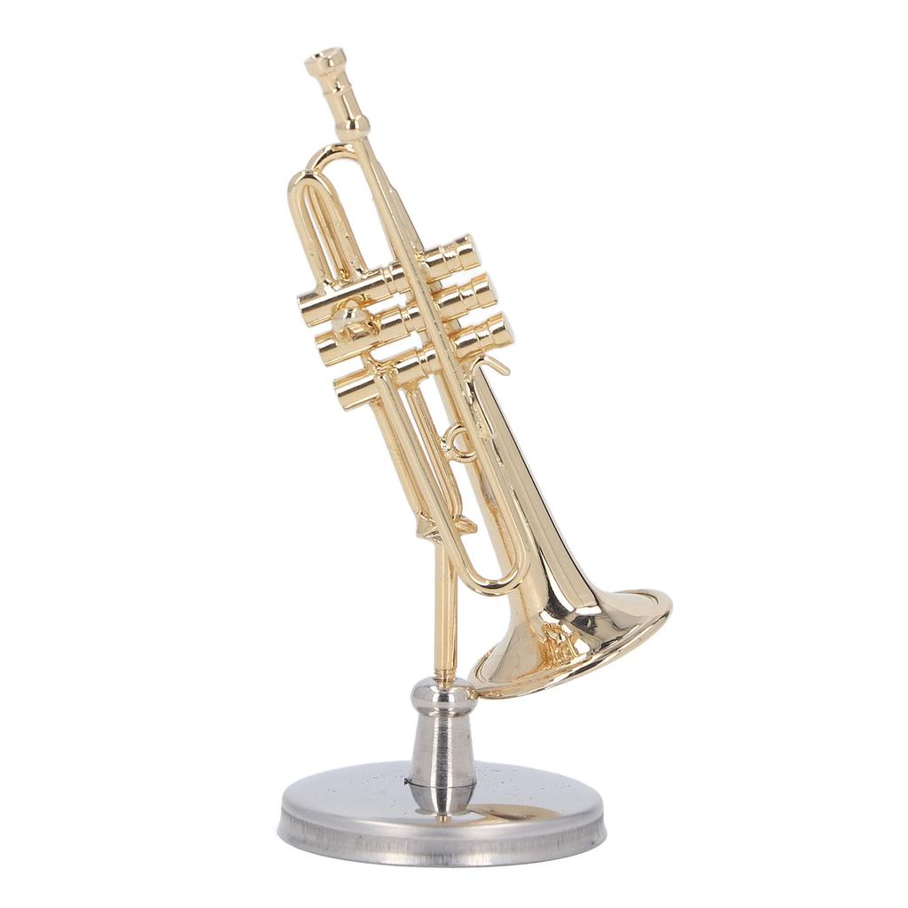Miniature Trumpet Durable Brass Exquisite Design Romantic Vibes Mini Trumpet Model with Stand Case