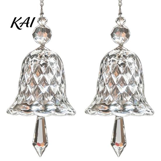 Outdoor Garden Decor Decorations Faux Crystal Bell Suncatcher, Glass Prism Wind Chime Hanging Ornament, Clear Indoor Home Christmas Tree Rainbow Maker