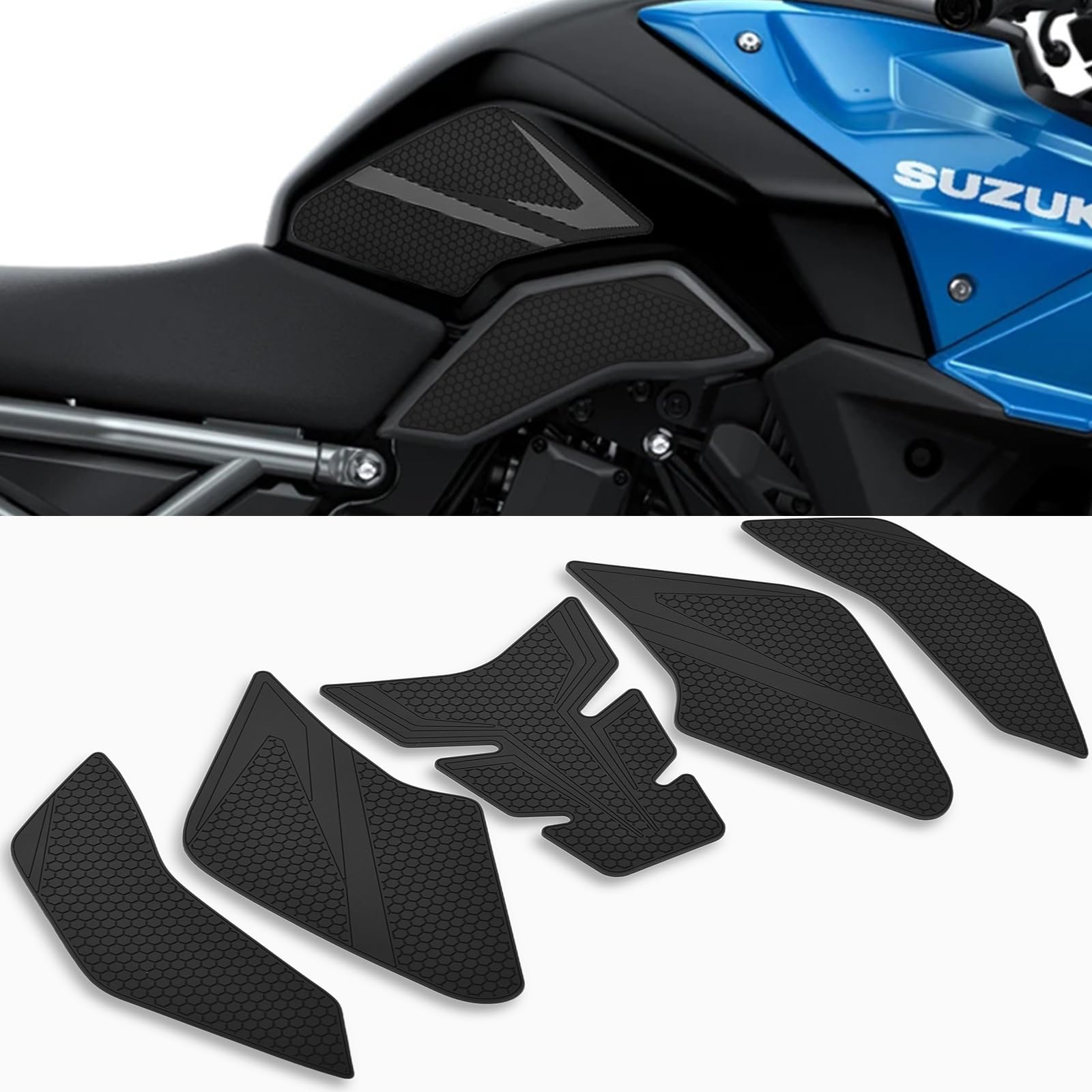 

BYEMTTY Traction Pad Street Bike Kit for Suzuki GSX-8S (2023~) and GSX-8R (2024~) 8BL-EM1AA Tank Pads (Black, Left, Middle, Right, Bottom, Set of 5)