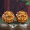 Boxwood Carved Lion Head Pixiu Handheld Massage Ball - Animal-Themed Gift for Elders