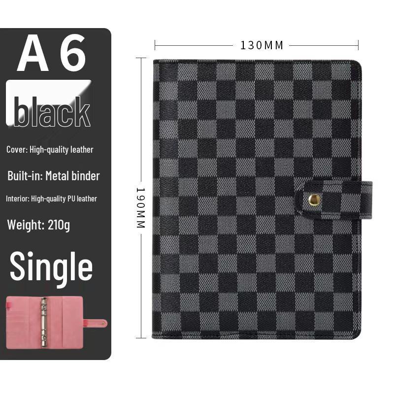 Authentic Cross Pattern A5 Notebook, Loose-Leaf A7 Checkered Planner, A6 Leather Notebook with Horizontal Ruled Pages