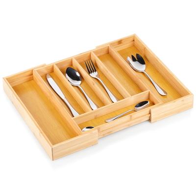 Bamboo Insert for Cutlery, Drawer Utensils, Extendable, Adjustable, XL