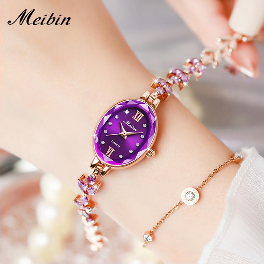 Crystal Bracelet Quartz Simple Perfect Small Bangle Purple Women's Watch, Cute, Stylish, Waterproof, Movement, Design, High-Quality, Gift, Watch,