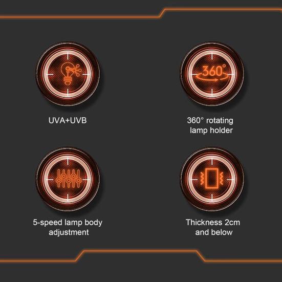 Reptilien Wärmelampe 360-Grad drehbarer Arm Helligkeit einstellbar Sonnenlichtsimulation UVA UVB