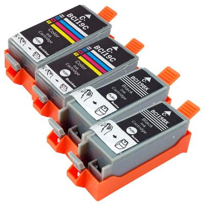 Morishop X Set of Pure Compatible Ink Cartridges for Level Latest IC BCI-19 (Black/Color) 2, 4, Canon, Indicator, Chip, BCI-19