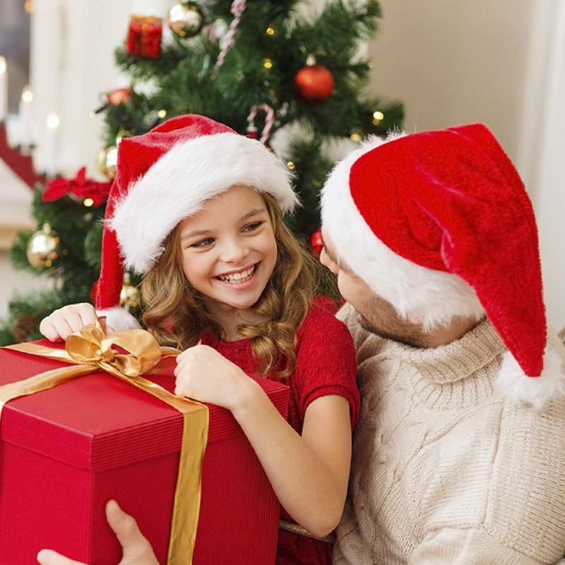 10/1PCS Winter Thickened Christmas Hats for Adults Kids Soft Velvet Plush Santa Claus Caps New Year Party Home Decor Supplies