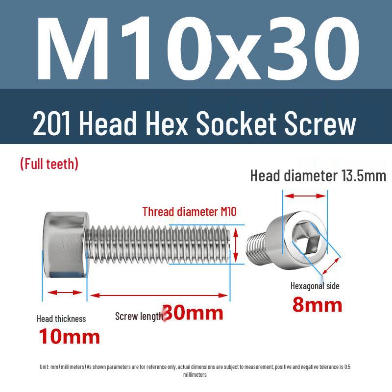 Yigu 201 Stainless Steel Cup Head Hexagon Screws and Bolts - M3, M4, M5, M6