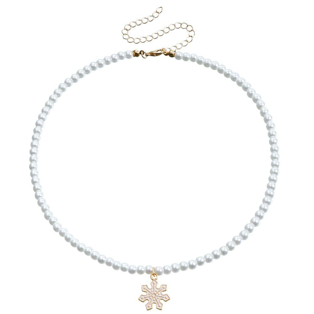 Cartoon Christmas Necklace Clavicle Chain Cartoon Pendant Choker Vintage Pearl Chain Girl