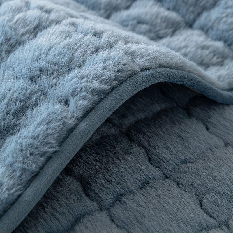 Kanin Plysj Sofatrekk Tykkere Sklisikkert Sofatrekk Ensfarvet Rutete for Stue Slipcover Varm Universal Sofapute