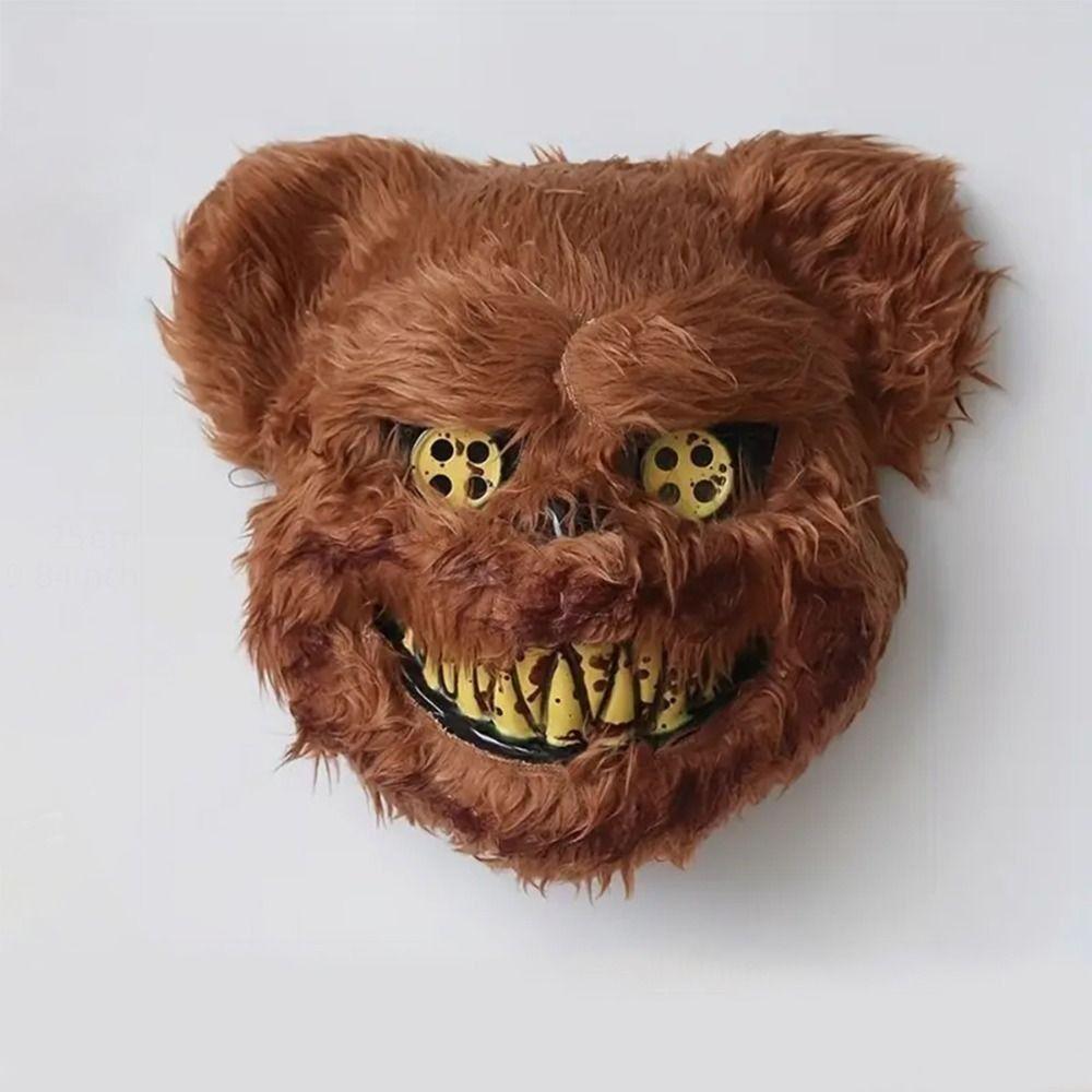 Scary Halloween Mask Realistic Bloody Bear Mask Cosplay Bloody Plush Bunny Mask  Men