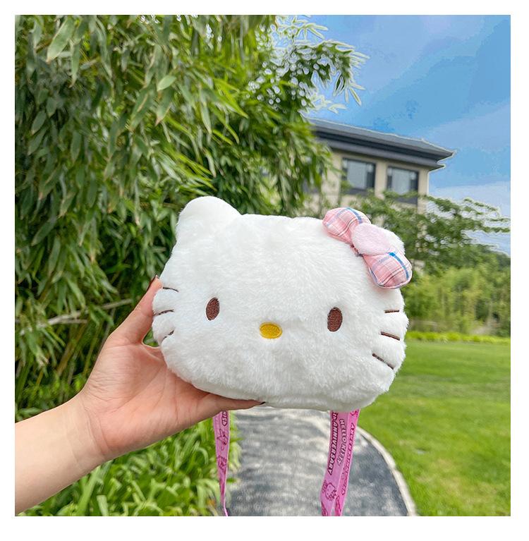 Cute Bow Plush Crossbody Bag Princess Cartoon Soft Mini Purse Sweet Multifunctional Shoulder Bag For Girls