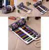 Ethnic Style Colored Geometric Pattern Pencil Canvas Storage Bag For Artists And Students
