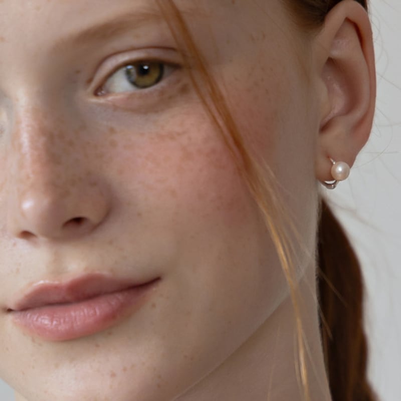 TATIANA (925 Silver) Simple Freshwater Pearl Hoop Earrings EC3238