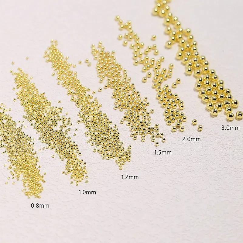 10g/bag Caviar Metal Beads Nail Charm Gold/Silver/Rose Gold Steel Ball Nail Stud 3D Micro Fairy Ball Diamonds Decor