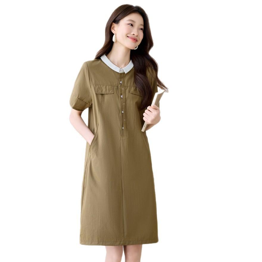 Short-sleeved Dress Women's Summer New Small Fashion Casual Straight Lapel Skirt