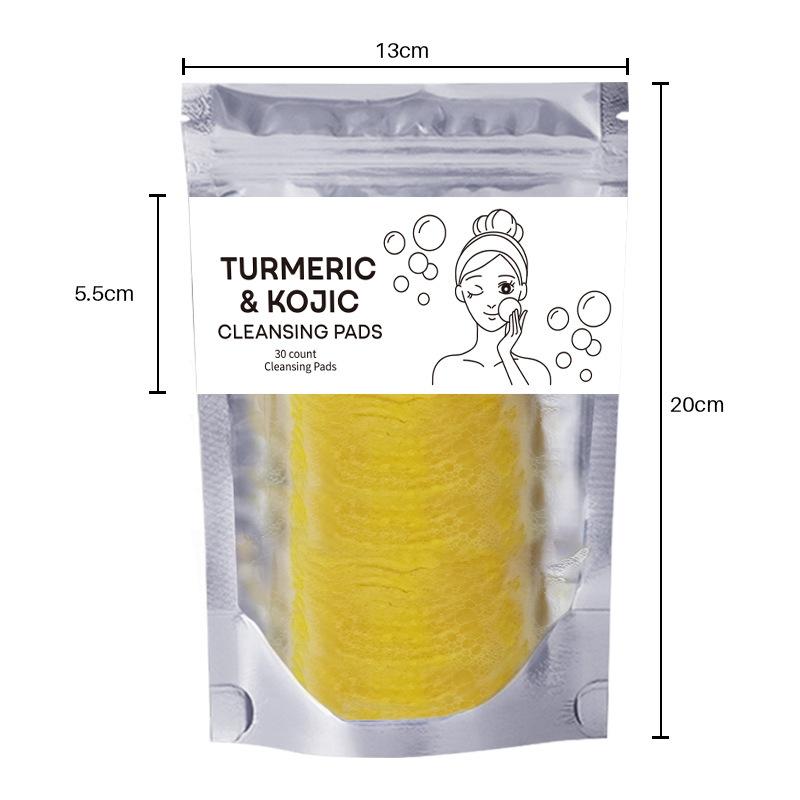 20/30/40/50PCS Turmeric Kojic Acid Cleansing Pads Oil Control Brightening Skin Facial Clean Exfoliating Sponges Skincare Tools
