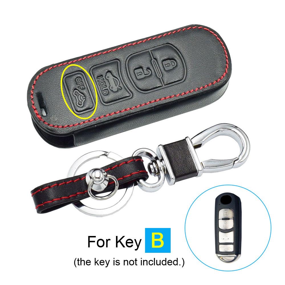 Leather Car Key Cover Bag For Mazda 3 6 Mx-5 Cx-5 Cx-7 Cx-9 Scion Ia Auto Smart Remote Fobs Shell Protector Case Keychain Holder