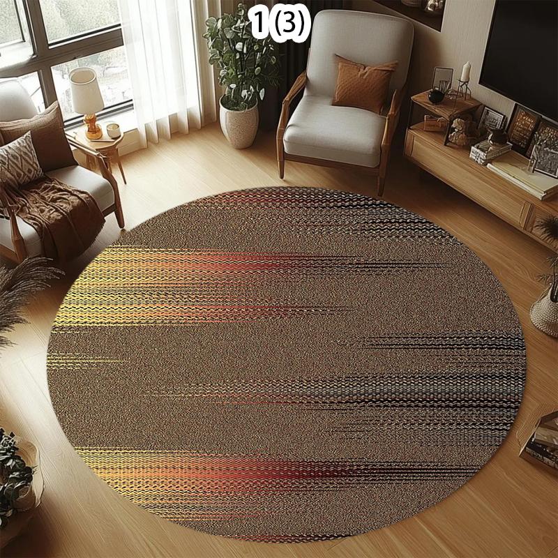 

Round Luxury Gradient Stripe Area Rug Non-Slip Washable Circular Floor Carpet for Living Room Bedroom Dining Room Home Decor 80cm x 80cm