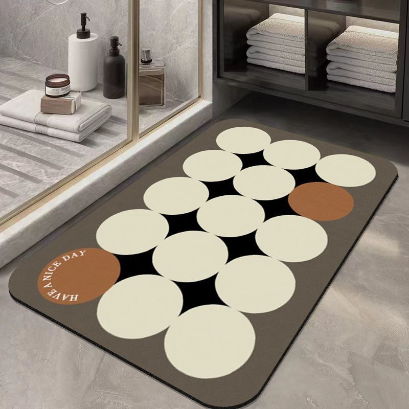 Simple Flower Diatom Mud Floor Mat Toilet Non-Slip Floor Mat Bathroom Water-Absorbing Quick-Drying Floor Mat Household Toilet Floor Mat