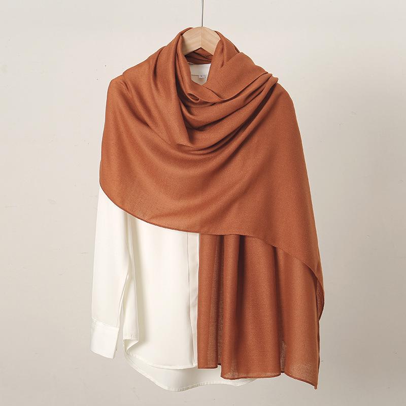 Autumn/Winter Trendy Solid Color Linen Women's Scarf – Southeast Asia Popular Cotton & Linen Feel Long Scarf