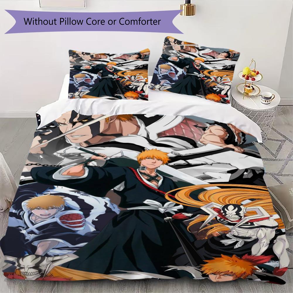 

Bleach Pattern Bedding uilt Set uilt Cover Pillowcase Home Decoration Birthday Gift (1 * duvet cover + 2 * pillowcase without core) 135x200cm
