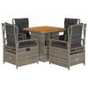 VidaXL Garden Dining Set 5 Pcs Grey Cushions Wicker 3262914