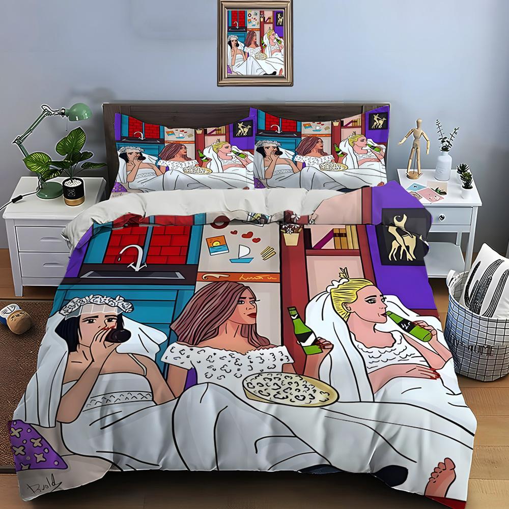 Funny Friends Print Bedding Set Duvet Cover 1 Duvet Cover 2 Pillowcases Adult and Children Bedding Set Luxury TV Show Pattern