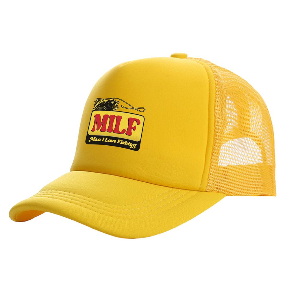 MILF Man I Love Fishing Trucker Čepice Unisex čepice Baseballová čepice Cool Summer Unisex síťovaná síťovaná čepice