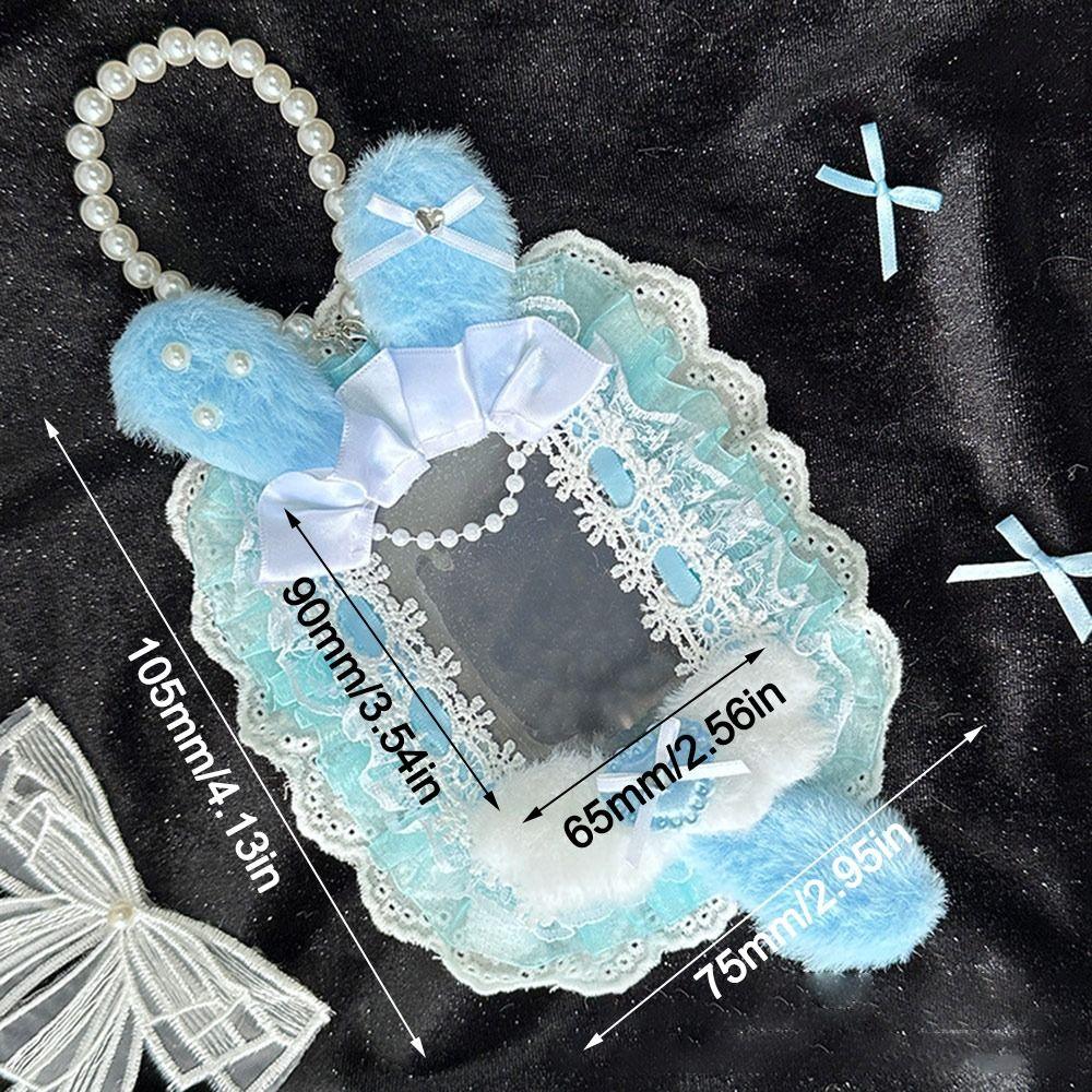 New Pink Bow Card Holder Lace with Ribbon Photo Protector Case Anime Photocard Holder